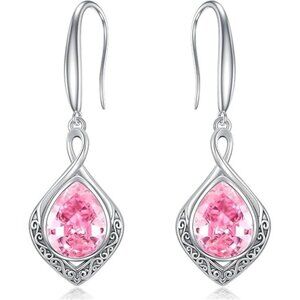 03-October Birthstone Celtic Knot Filigree 925 Silver Infinity Earrings